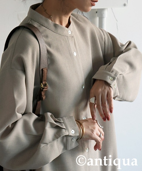 antiqua（アンティカ）の「ワッフル布帛シャツワンピース（シャツワンピース・レディース・ブラック/グレー系その他・R/P）」の19枚目の写真