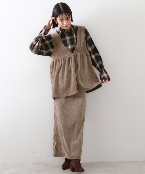 THE SHOP TK （ザ ショップ ティーケー ）の「ベロアセットアップ（セットアップ・レディース・ネイビー/ダークブラウン/ブラウン系その他・12/13）」の2枚目の写真