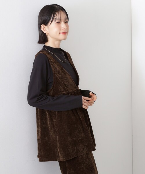 THE SHOP TK （ザ ショップ ティーケー ）の「ベロアセットアップ（セットアップ・レディース・ネイビー/ダークブラウン/ブラウン系その他・12/13）」の4枚目の写真
