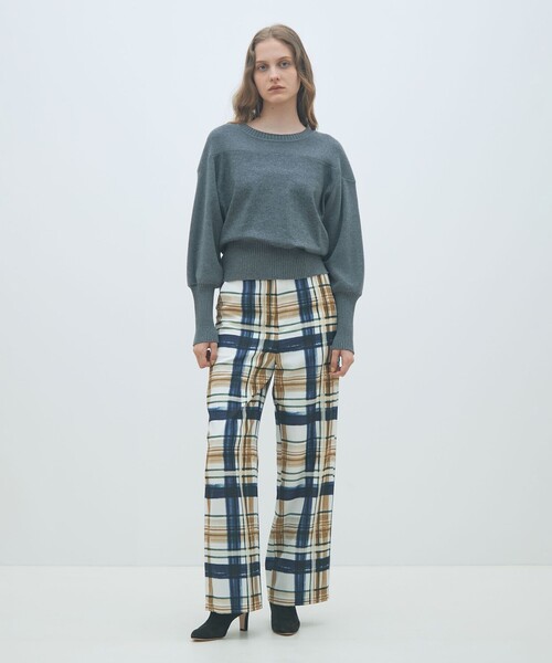 MACPHEE(マカフィー)の「ニットコンビジャージー クルーネックプルオーバー(Tシャツ/カットソー・レディース・チャコールグレー/ネイビー・S)」の3枚目の写真
