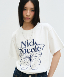 BIG BUTTERFLY SLEEVE TOP_CREAM NAVY
