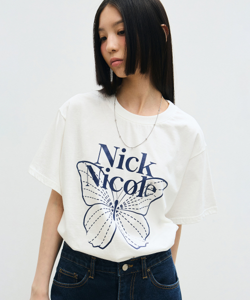 NICK&NICOLE(ニックアンドニコール)の「BIG BUTTERFLY SLEEVE TOP_CREAM NAVY(Tシャツ/カットソー・レディース・その他・FREE)」の2枚目の写真