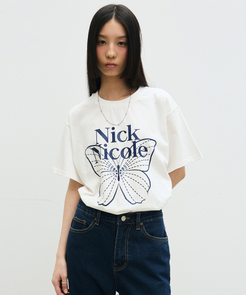 NICK&NICOLE(ニックアンドニコール)の「BIG BUTTERFLY SLEEVE TOP_CREAM NAVY(Tシャツ/カットソー・レディース・その他・FREE)」の3枚目の写真