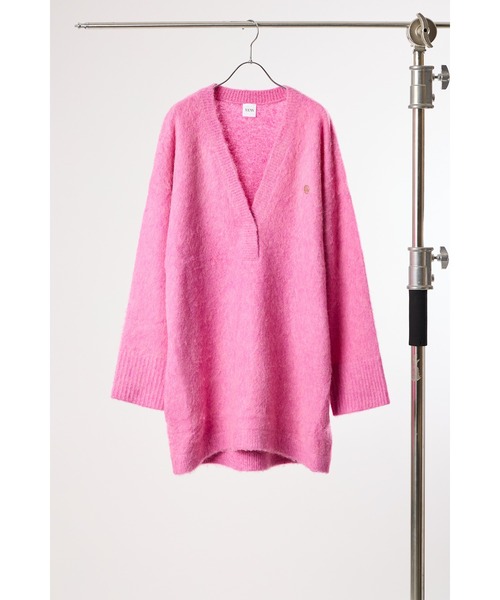 YENN(イエン)の「【 YENN / イエン 】ALPACA MIX TUNIC PULLOVER / アルパカミックスチュニックプルオーバー(ニット/セーター・レディース・チャコールグレー/ピンク/アイボリー・FREE)」の3枚目の写真
