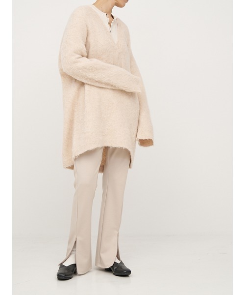 YENN(イエン)の「【 YENN / イエン 】ALPACA MIX TUNIC PULLOVER / アルパカミックスチュニックプルオーバー(ニット/セーター・レディース・チャコールグレー/ピンク/アイボリー・FREE)」の4枚目の写真