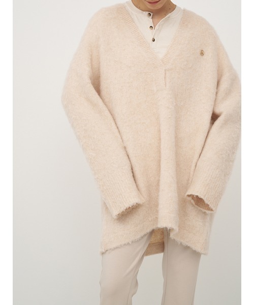 YENN(イエン)の「【 YENN / イエン 】ALPACA MIX TUNIC PULLOVER / アルパカミックスチュニックプルオーバー(ニット/セーター・レディース・チャコールグレー/ピンク/アイボリー・FREE)」の5枚目の写真