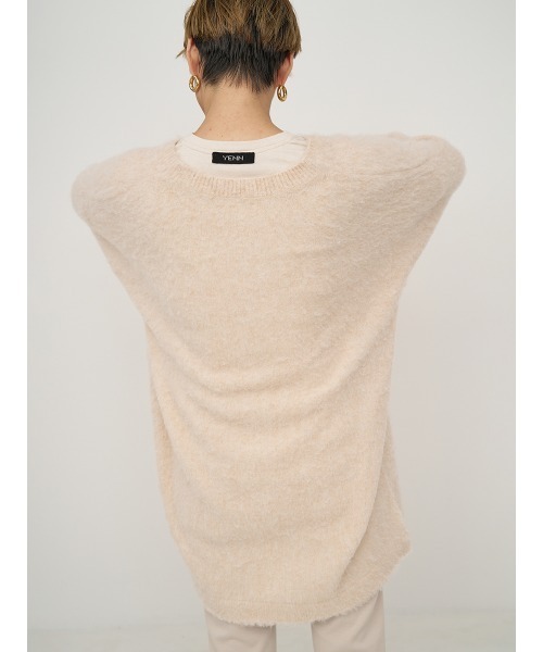 YENN(イエン)の「【 YENN / イエン 】ALPACA MIX TUNIC PULLOVER / アルパカミックスチュニックプルオーバー(ニット/セーター・レディース・チャコールグレー/ピンク/アイボリー・FREE)」の7枚目の写真