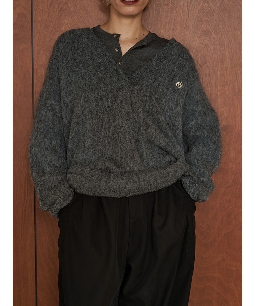 YENN(イエン)の「【 YENN / イエン 】ALPACA MIX TUNIC PULLOVER / アルパカミックスチュニックプルオーバー(ニット/セーター・レディース・チャコールグレー/ピンク/アイボリー・FREE)」の10枚目の写真