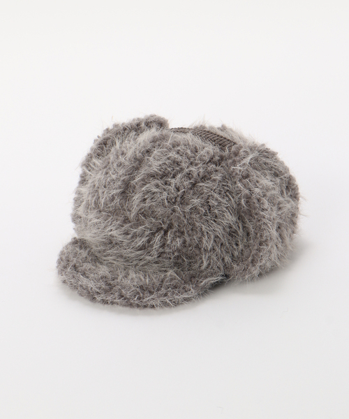 AWESOME NEEDS(オーサムニーズ)の「【AWESOME NEEDS / オーサムニーズ】 FUR TRAPPER CAP_FLUFFY(キャップ・レディース・ブラック/チャコールグレー・FREE)」の2枚目の写真