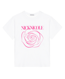 NICK&NICOLE（ニックアンドニコール）の「ROSE BUTTERFLY SLEEVE TOP_WHITE PINK（Tシャツ/カットソー）」