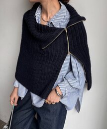 DouDou | ジップアップポンチョ(ニット/セーター)