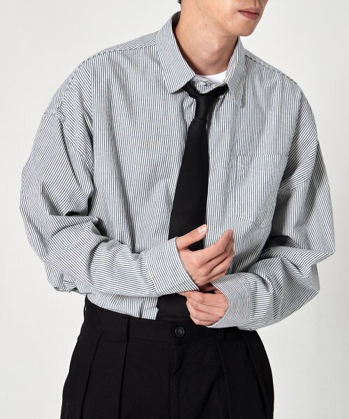 TAKEASY（テイクイージー）の「シティストライプオーバーシャツ（シティブルー）（シャツ/ブラウス・メンズ・その他・SMALL/MEDIUM/LARGE）」の2枚目の写真