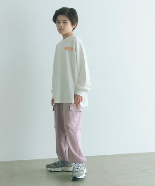green label relaxing(グリーンレーベルリラクシング)の「裏毛 ワイドカーゴパンツ(ライトピンク)/ キッズ 100cm-160cm(カーゴパンツ・キッズ・ライトピンク・130cm/140cm/160cm/120cm/150cm/110cm/100cm)」の2枚目の写真