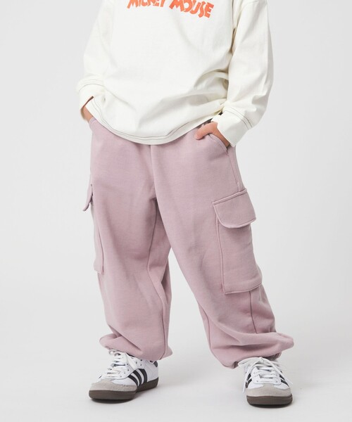 green label relaxing(グリーンレーベルリラクシング)の「裏毛 ワイドカーゴパンツ(ライトピンク)/ キッズ 100cm-160cm(カーゴパンツ・キッズ・ライトピンク・130cm/140cm/160cm/120cm/150cm/110cm/100cm)」の3枚目の写真