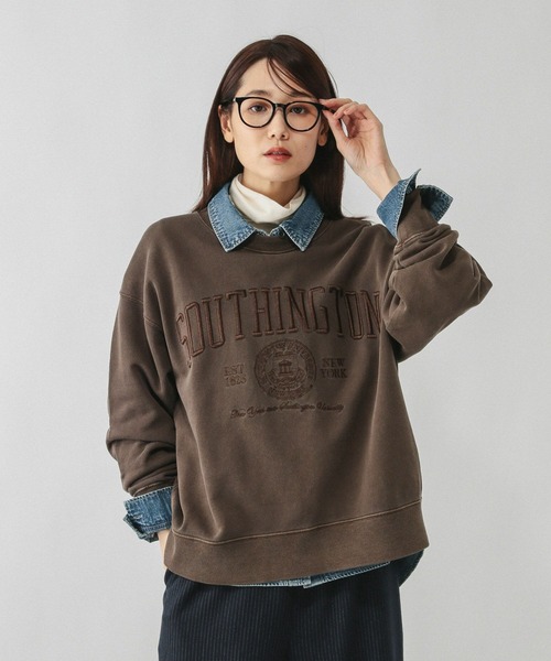 GLOBAL WORK(グローバルワーク)の「ピグメント刺繍ロゴプルオーバー/608260(スウェット・レディース・ライトブルー/グレイッシュベージュ/ダークブラウン/ダークグレー/ブルー系その他7・MEDIUM/LARGE)」の13枚目の写真