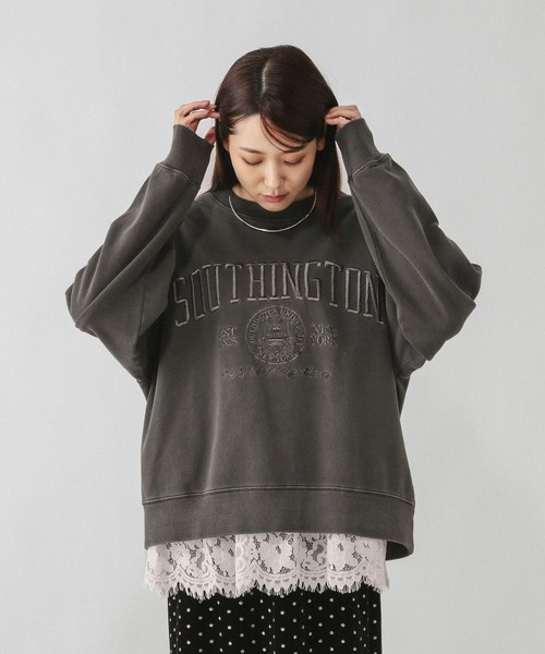 GLOBAL WORK(グローバルワーク)の「ピグメント刺繍ロゴプルオーバー/608260(スウェット・レディース・ライトブルー/グレイッシュベージュ/ダークブラウン/ダークグレー/ブルー系その他7・MEDIUM/LARGE)」の8枚目の写真