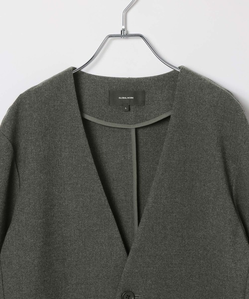 GLOBAL WORK(グローバルワーク)の「2点セット/時短スマートSETUP+WARM/598967(ノーカラージャケット・メンズ・チャコールグレー/ネイビー・SMALL/MEDIUM/LARGE)」の9枚目の写真