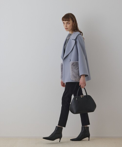 GRACE CONTINENTAL（グレースコンチネンタル）の「ファーポケットピーコート（ピーコート・レディース・サックスブルー/ブラック/ベージュ・36/38）」の5枚目の写真