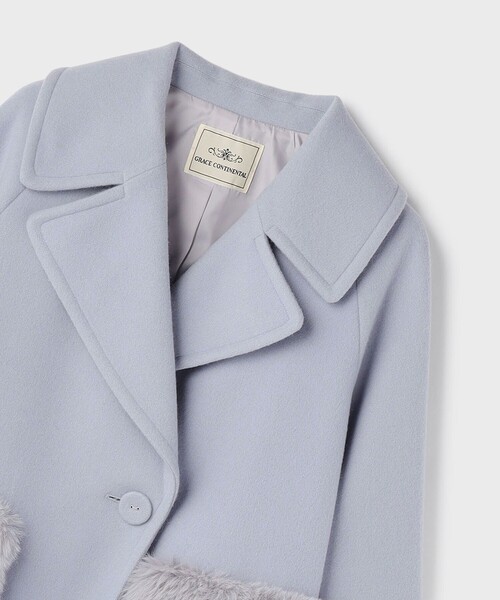 GRACE CONTINENTAL（グレースコンチネンタル）の「ファーポケットピーコート（ピーコート・レディース・サックスブルー/ブラック/ベージュ・36/38）」の14枚目の写真