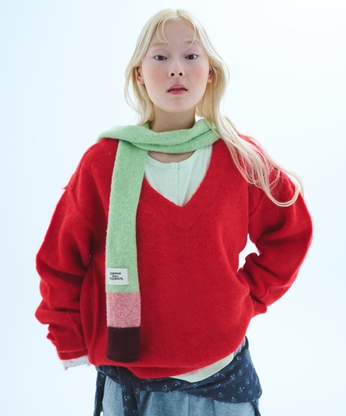 common gull products.（コモンガルプロダクツ）の「細道なマフラー（マフラー・レディース・ボルドー/ミント/ブルー系/チャコール・フリー）」の2枚目の写真