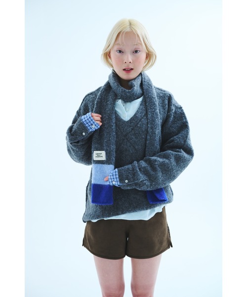 common gull products.（コモンガルプロダクツ）の「細道なマフラー（マフラー・レディース・ボルドー/ミント/ブルー系/チャコール・フリー）」の9枚目の写真