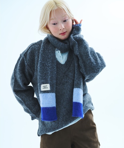 common gull products.（コモンガルプロダクツ）の「細道なマフラー（マフラー・レディース・ボルドー/ミント/ブルー系/チャコール・フリー）」の12枚目の写真