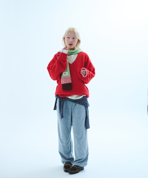 common gull products.（コモンガルプロダクツ）の「細道なマフラー（マフラー・レディース・ボルドー/ミント/ブルー系/チャコール・フリー）」の22枚目の写真