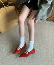 shoes365（シューズスリーシックスファイヴ）の「ストラップデザインポインテッドトゥフラットシューズ（パンプス）」