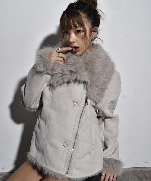 ライダース スウェード ムートン ファー ジャケット（ムートンコート