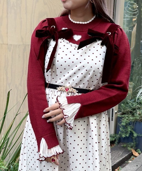 axes femme(アクシーズファム)の「ハートジャカードニットプルオーバー(ニット/セーター・レディース・ブラック/レッド/ホワイト・FREE)」の3枚目の写真