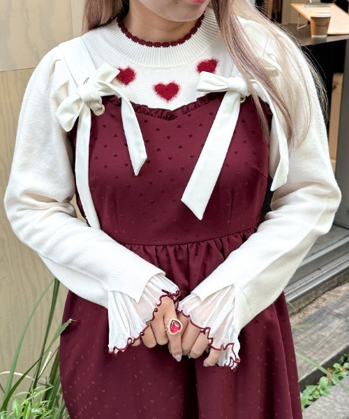 axes femme(アクシーズファム)の「ハートジャカードニットプルオーバー(ニット/セーター・レディース・ブラック/レッド/ホワイト・FREE)」の7枚目の写真