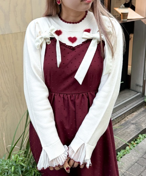 axes femme(アクシーズファム)の「ハートジャカードニットプルオーバー(ニット/セーター・レディース・ブラック/レッド/ホワイト・FREE)」の8枚目の写真
