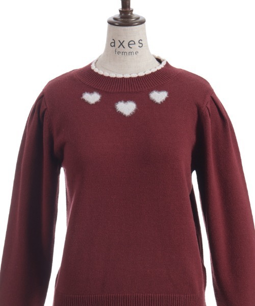 axes femme(アクシーズファム)の「ハートジャカードニットプルオーバー(ニット/セーター・レディース・ブラック/レッド/ホワイト・FREE)」の14枚目の写真