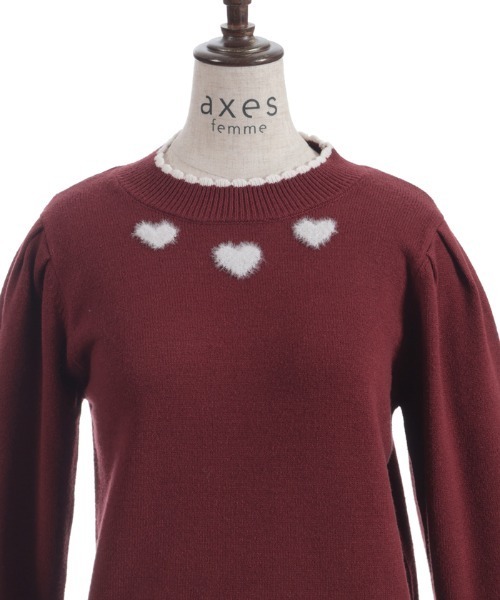 axes femme(アクシーズファム)の「ハートジャカードニットプルオーバー(ニット/セーター・レディース・ブラック/レッド/ホワイト・FREE)」の16枚目の写真