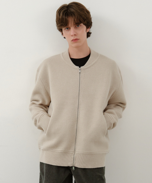 WEDNESDAY OASIS(ウェンズデーオアシス)の「バスティウールブレンドツーウェイニットジップアップ_BEIGE(WC25-KN42)(カーディガン/ボレロ・メンズ・ベージュ・MEDIUM/LARGE)」の2枚目の写真