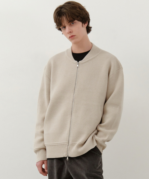 WEDNESDAY OASIS(ウェンズデーオアシス)の「バスティウールブレンドツーウェイニットジップアップ_BEIGE(WC25-KN42)(カーディガン/ボレロ・メンズ・ベージュ・MEDIUM/LARGE)」の3枚目の写真