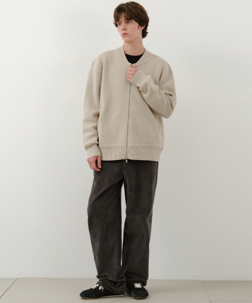 WEDNESDAY OASIS(ウェンズデーオアシス)の「バスティウールブレンドツーウェイニットジップアップ_BEIGE(WC25-KN42)(カーディガン/ボレロ・メンズ・ベージュ・MEDIUM/LARGE)」の4枚目の写真