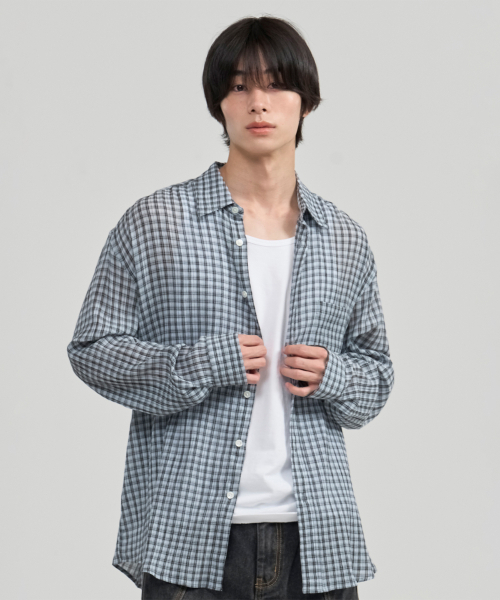 JUAN HOMME(ジュアンオム)の「ルーズドチェックシャツ(ライトブルー)(シャツ/ブラウス・レディース・その他・MEDIUM/LARGE)」の2枚目の写真