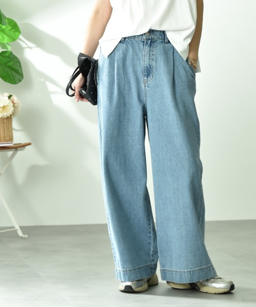 INTERPLANET（インタープラネット）の「【CYNICAL】ミドルオンスデニムパンツ（デニムパンツ・レディース・サックスブルー/ブラック/ベージュ・FREE）」の3枚目の写真