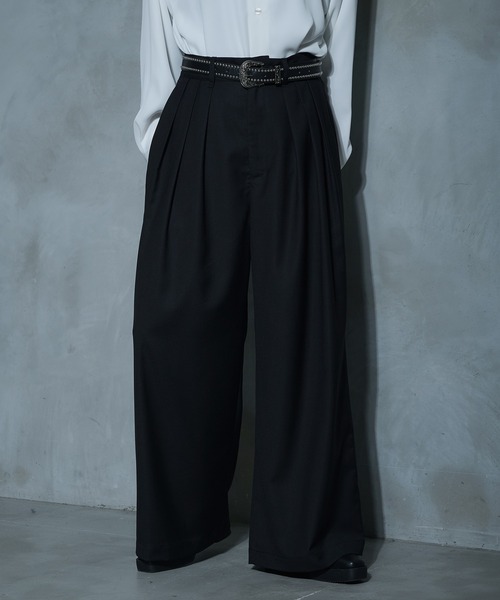 Ellno Loset（エルノロゼット）の「3タックアソートワイドパンツ/SETUP対応（スラックス・メンズ・ブラック/ブラック系その他・MEDIUM/SMALL/LARGE）」の3枚目の写真