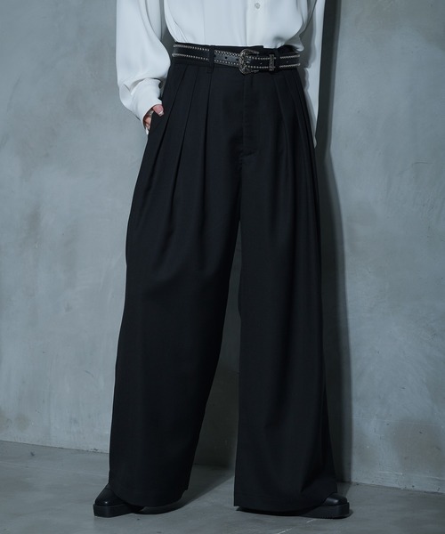 Ellno Loset（エルノロゼット）の「3タックアソートワイドパンツ/SETUP対応（スラックス・メンズ・ブラック/ブラック系その他・MEDIUM/SMALL/LARGE）」の4枚目の写真