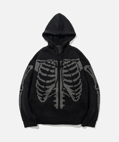 VASTIC(バスティック)の「ジャカードフードパーカー_ブラック / チャコール(ニット/セーター・メンズ・その他・LARGE/MEDIUM)」の2枚目の写真