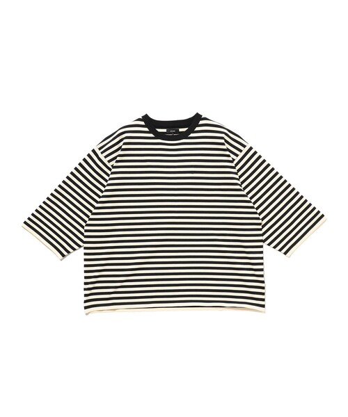 BEAMS（ビームス）の「ショート ニット Tシャツ 【ワイドショートフィット】（Tシャツ/カットソー・メンズ・ブラック/ライトブラウン・M/S/XL/L）」の2枚目の写真