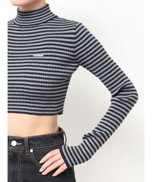 EMODA（エモダ）の「ハイネッククロップニット（ニット/セーター・レディース・グレー/ブラック/ネイビー/ブラウン/ピンク・FREE）」の14枚目の写真