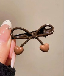 AMELY（エミリー）の「リボンハート ヘアクリップ 2個セット（バレッタ/ヘアクリップ）」