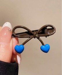 AMELY（エミリー）の「リボンハート ヘアクリップ 2個セット（バレッタ/ヘアクリップ）」