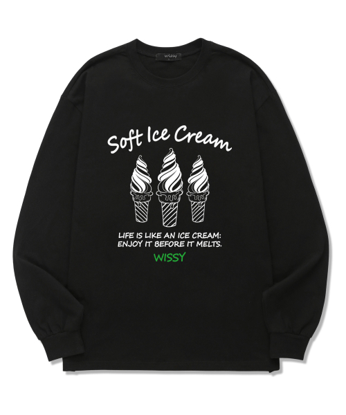 WISSY(ウィッシー)の「ソフトアイスクリーム 長袖Tシャツ (WLS009) ブラック(Tシャツ/カットソー・レディース・その他・X-LARGE/XX-LARGE/SMALL/MEDIUM/LARGE)」の1枚目の写真