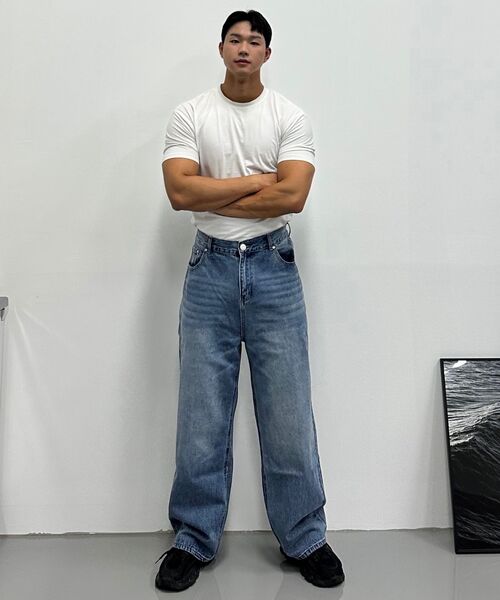 ATEZ（アテズ）の「ナチュラルウォッシングセミワイドデニムパンツ[ライトブルー]（デニムパンツ・レディース・その他・SMALL/MEDIUM/LARGE/X-LARGE/XX-LARGE）」の8枚目の写真