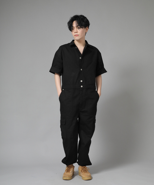 SAINTCREW(セントクルー)の「レトロラインカーゴジョガー半袖ジャンプスーツ RLCJ-515 ブラック(つなぎ/オールインワン・メンズ・その他・MEDIUM/LARGE/X-LARGE)」の2枚目の写真