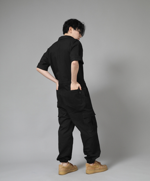 SAINTCREW(セントクルー)の「レトロラインカーゴジョガー半袖ジャンプスーツ RLCJ-515 ブラック(つなぎ/オールインワン・メンズ・その他・MEDIUM/LARGE/X-LARGE)」の3枚目の写真